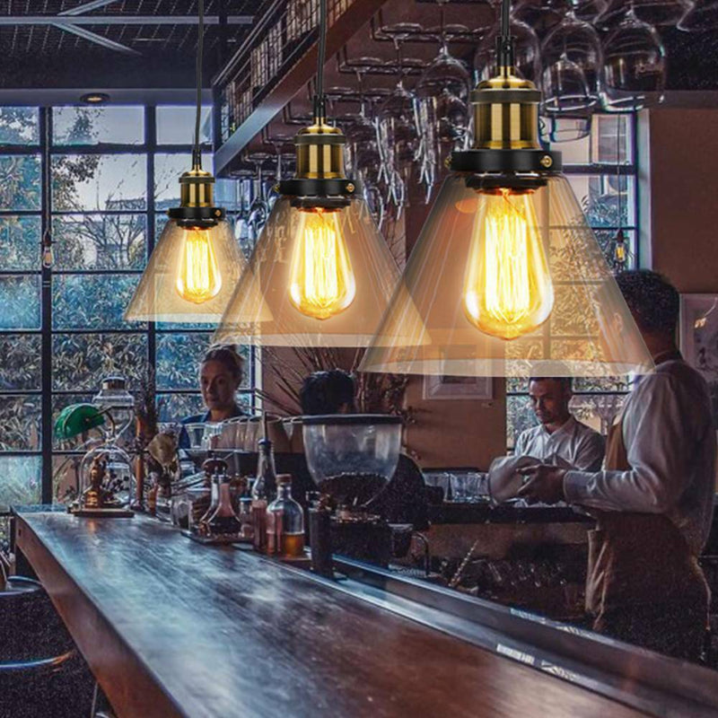 Industrial suspended Ceiling light fitting amber Glass Lamp shade pendant lights