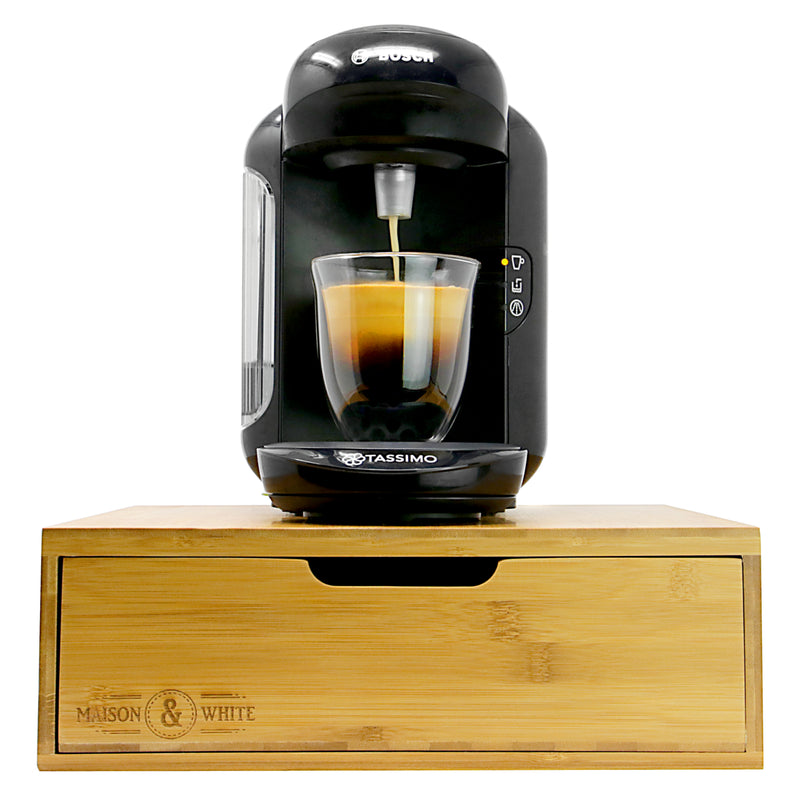 Bamboo 64 Tassimo Pod Holder Capsule Drawer Coffee Machine Stand