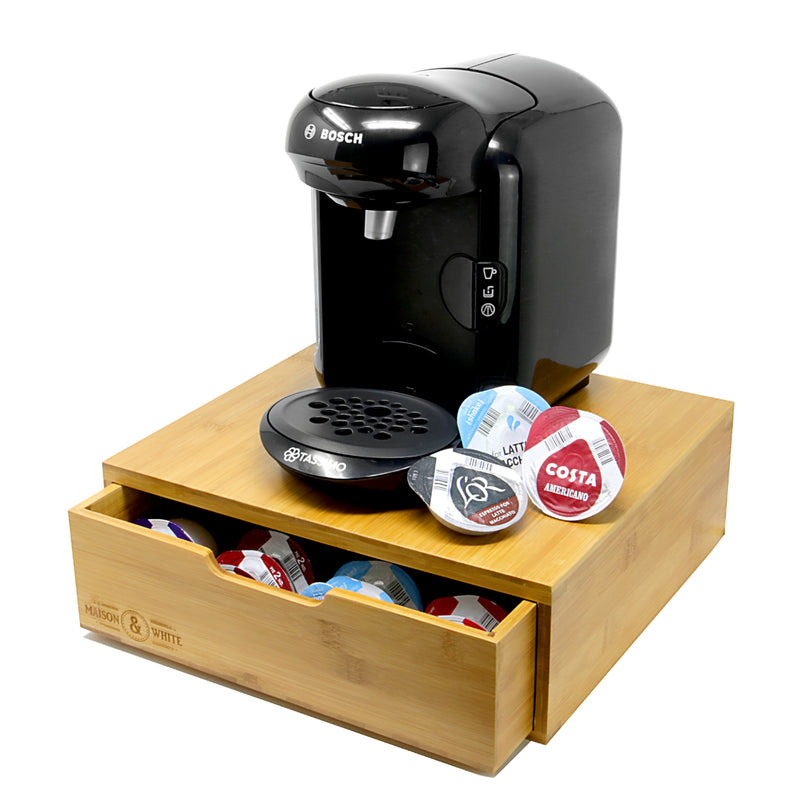Bamboo 64 Tassimo Pod Holder Capsule Drawer Coffee Machine Stand
