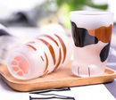 Handmade Cute Cat Paw Cup Matte Glass Mug Children Milk Coffee Drink bottle Foot Cup 300ml, Perfect Gift for Cat Person