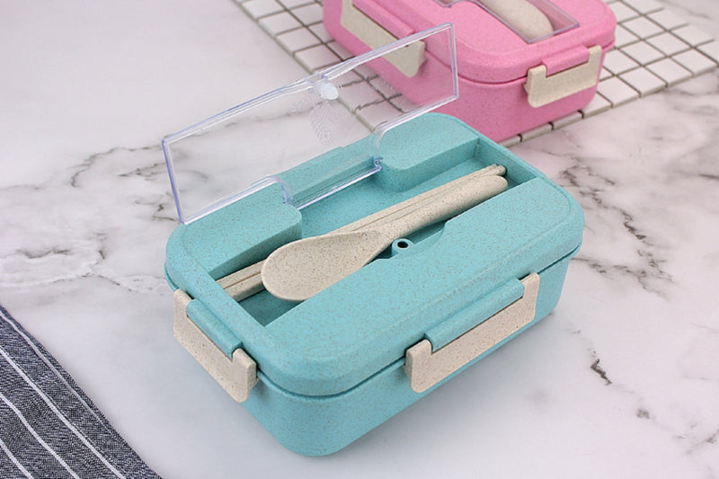 Bento Lunch Box for Adults Men Women Children Lunch Containers of 3 Compartment, wheat lunch box