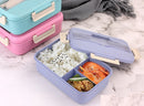 Wheat Straw Bento Lunch Box | Eco Lunch Box | Leakproof Lunch Containers | Microwave Safe Lunch Box with Spoon & Fork, 3 Containers , purple