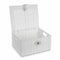 Set of 3 Resin Woven Storage Basket Bin Container Tote Cube Organizer With Insert Handles Stackable Storage Box With Lid and Lock