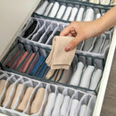 Underwear Storage Boxes 3 Underwear Dividers for Drawers Organizer Foldable Closet Storage Compartment Box for Clothes Socks Underwear, Grey