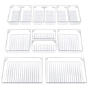 Set of 12 Desk Drawer Organizer Trays Clear Plastic Storage Boxes Make-Up Organiser or for Office