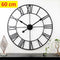 Super Silent Extra Large Roman Numerals Skeleton Wall Clock Big Giant Open Face Round, 60cm/40cm