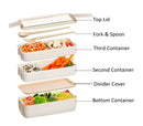 3 Layer Lunch Box Spoon Fork Dinnerware Bento Box Set Food Storage Microwave UK